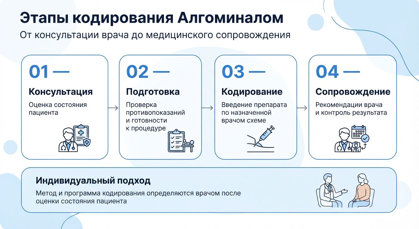 Кодирование препаратом «Алгоминал» в Минске инфографика